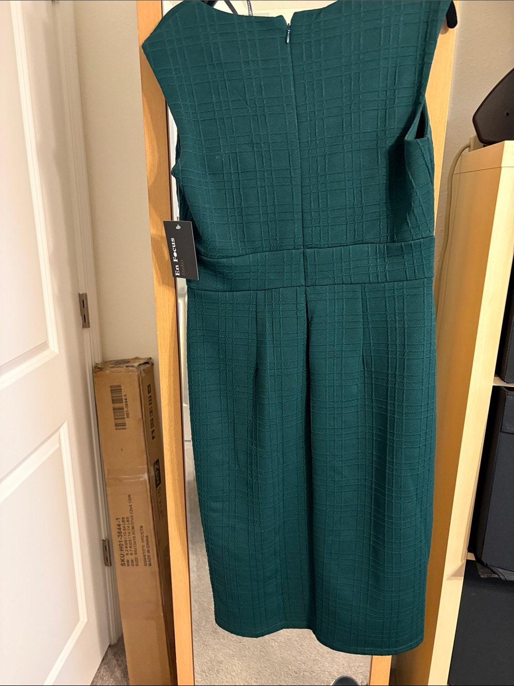 Enfocus Studio Deep Teal Sheath Dress with Gold Buckle - Picture 3 of 3